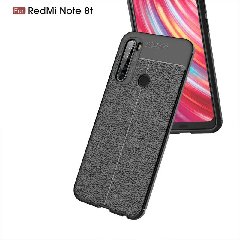 Deksel Til Xiaomi Redmi Note 8T Dobbel Linje Litchi Leather Effect