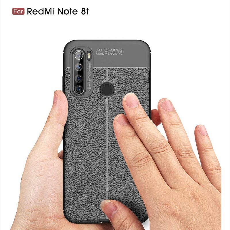 Deksel Til Xiaomi Redmi Note 8T Dobbel Linje Litchi Leather Effect