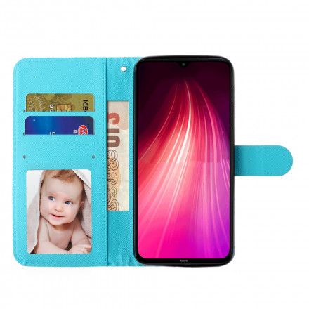 Folio Deksel Til Xiaomi Redmi Note 8T Lyse Flekksommerfugler Med Snor