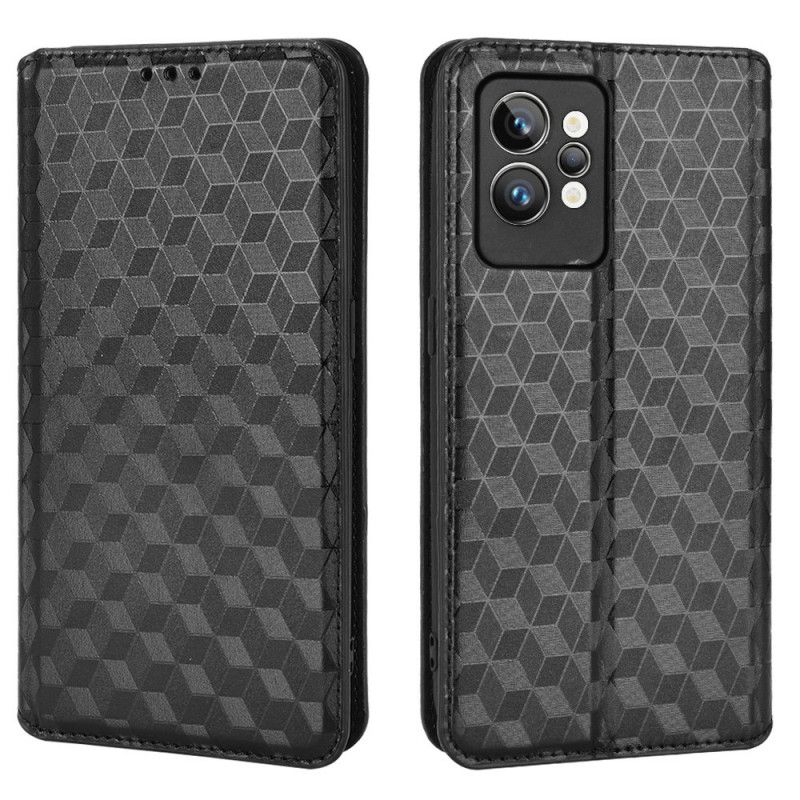 Beskyttelse Deksel Til Realme GT2 Pro Folio Deksel 3d Cube Leather Effect