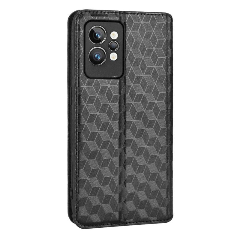 Beskyttelse Deksel Til Realme GT2 Pro Folio Deksel 3d Cube Leather Effect