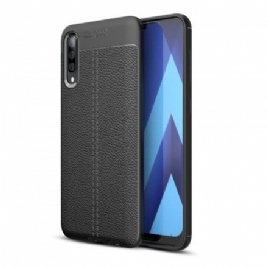 Deksel Til Samsung Galaxy A50 Dobbellinje Litchi-skinneffekt