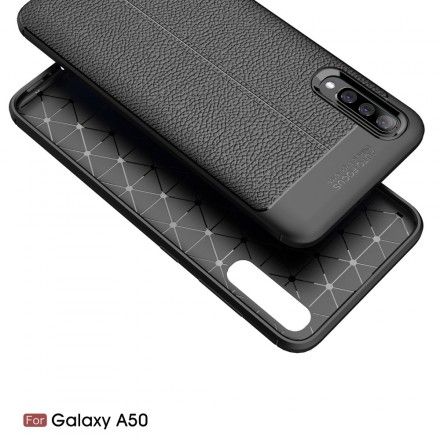 Deksel Til Samsung Galaxy A50 Dobbellinje Litchi-skinneffekt