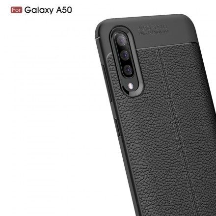 Deksel Til Samsung Galaxy A50 Dobbellinje Litchi-skinneffekt