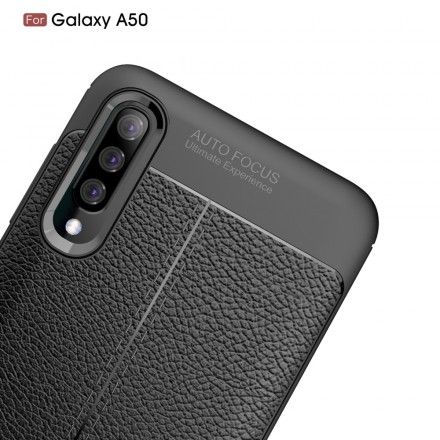 Deksel Til Samsung Galaxy A50 Dobbellinje Litchi-skinneffekt