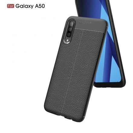 Deksel Til Samsung Galaxy A50 Dobbellinje Litchi-skinneffekt