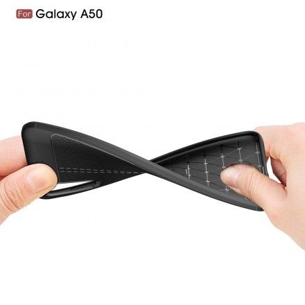 Deksel Til Samsung Galaxy A50 Dobbellinje Litchi-skinneffekt