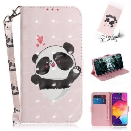 Folio Deksel Til Samsung Galaxy A50 Med Kjede Panda Love Strap