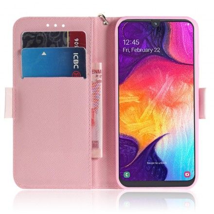 Folio Deksel Til Samsung Galaxy A50 Med Kjede Panda Love Strap