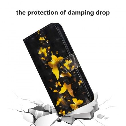 Lærdeksel Til Samsung Galaxy A50 Gule Sommerfugler