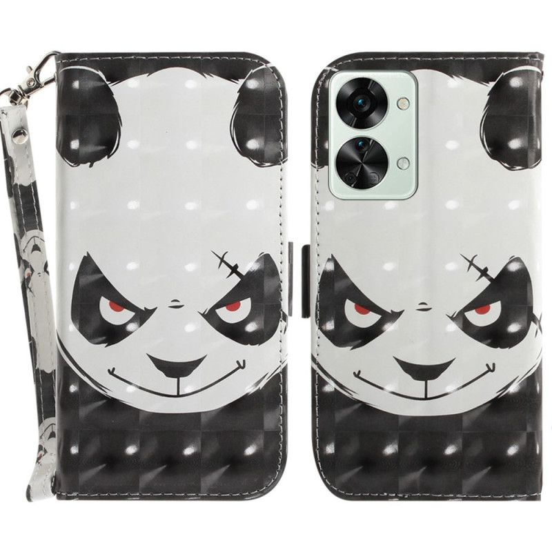 Folio Deksel Til OnePlus Nord 2T 5G Med Kjede Angry Panda Med Stropp