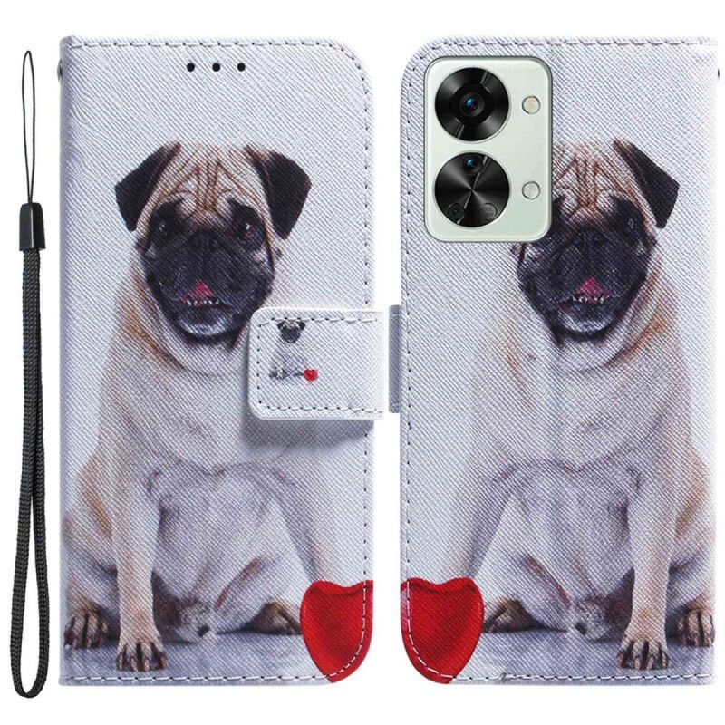 Folio Deksel Til OnePlus Nord 2T 5G Med Kjede Thong Pug Dog