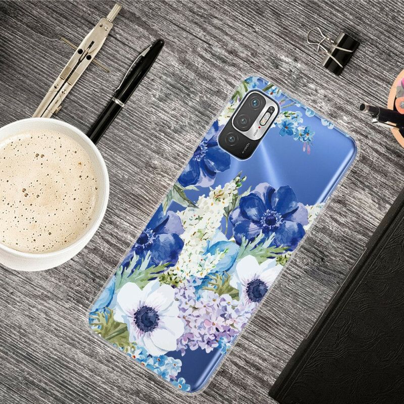 Deksel Til Xiaomi Redmi Note 10 5G / Poco M3 Pro 5G Akvarell Blå Blomster