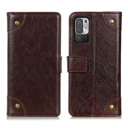 Folio Deksel Til Xiaomi Redmi Note 10 5G / Poco M3 Pro 5G Vintage Nagler Nappa Skinnstil