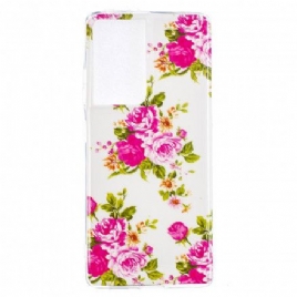 Deksel Til Samsung Galaxy S21 Ultra 5G Fluorescerende Liberty-blomster