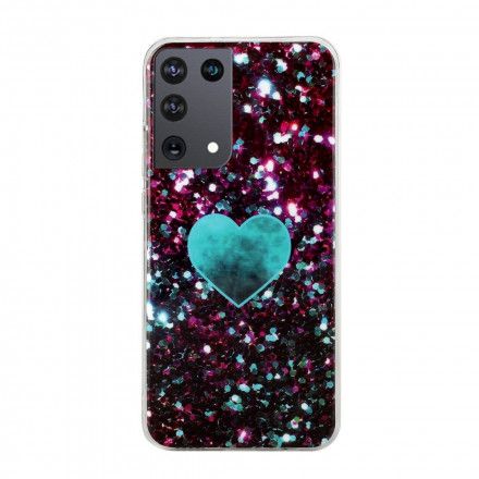 Deksel Til Samsung Galaxy S21 Ultra 5G Glitter Marble Heart