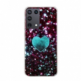 Deksel Til Samsung Galaxy S21 Ultra 5G Glitter Marble Heart