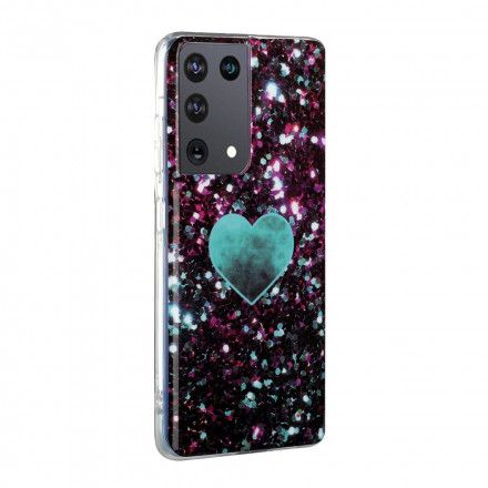 Deksel Til Samsung Galaxy S21 Ultra 5G Glitter Marble Heart