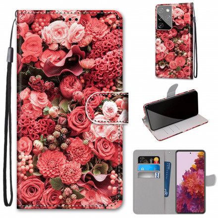 Folio Deksel Til Samsung Galaxy S21 Ultra 5G Blomsterromantikk