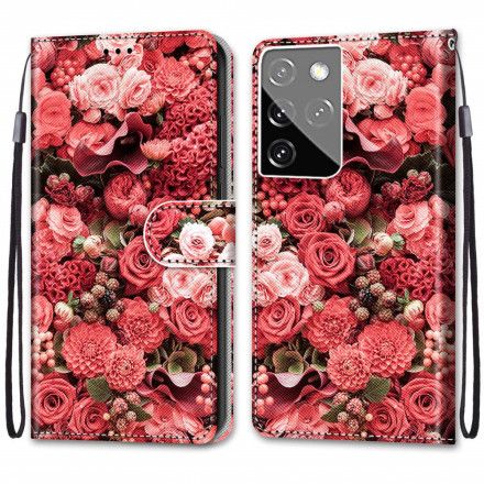 Folio Deksel Til Samsung Galaxy S21 Ultra 5G Blomsterromantikk