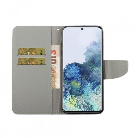 Folio Deksel Til Samsung Galaxy S21 Ultra 5G Blomstersommerfuglstropp