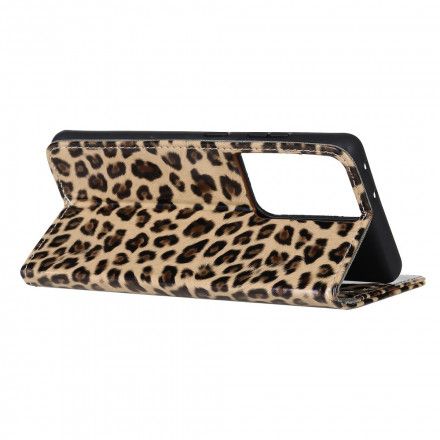 Folio Deksel Til Samsung Galaxy S21 Ultra 5G Enkelt Leopard