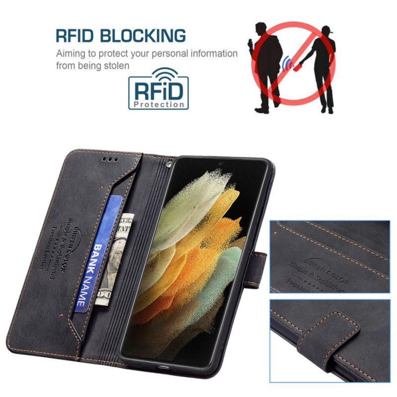 Folio Deksel Til Samsung Galaxy S21 Ultra 5G Rfid Binfen Farge