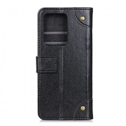 Folio Deksel Til Samsung Galaxy S21 Ultra 5G Vintage Nappa Skinneffekt