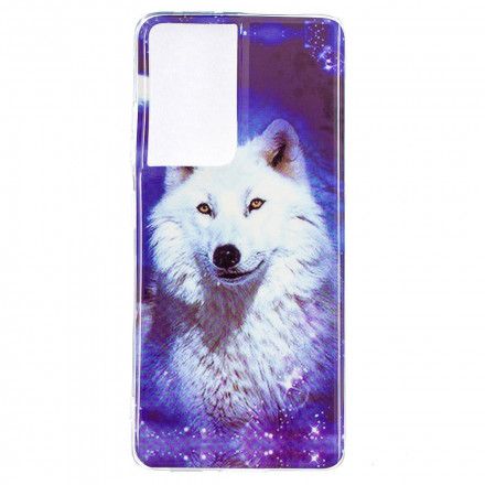 Mobildeksel Til Samsung Galaxy S21 Ultra 5G Fluorescerende Wolf Series