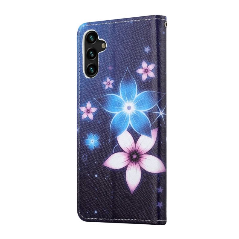 Folio Deksel Til Samsung Galaxy A13 5G Med Kjede Lunar Strap Blomster