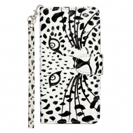 Folio Deksel Til Samsung Galaxy A14 / A14 5G Med Kjede Strappy Leopard