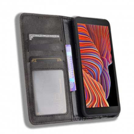 Beskyttelse Deksel Til Samsung Galaxy XCover 5 Folio Deksel Vintage Stilisert Skinneffekt