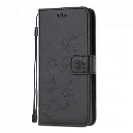 Folio Deksel Til Samsung Galaxy XCover 5 Med Kjede Thong Sommerfugler Og Blomster