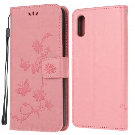 Folio Deksel Til Samsung Galaxy XCover 5 Med Kjede Thong Sommerfugler Og Blomster