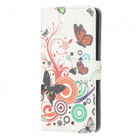 Folio Deksel Til Samsung Galaxy XCover 5 Sommerfugler Og Blomster