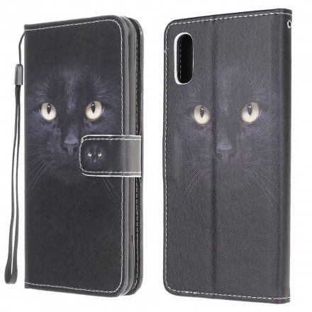 Lærdeksel Til Samsung Galaxy XCover 5 Med Kjede Thong Black Cat Eyes