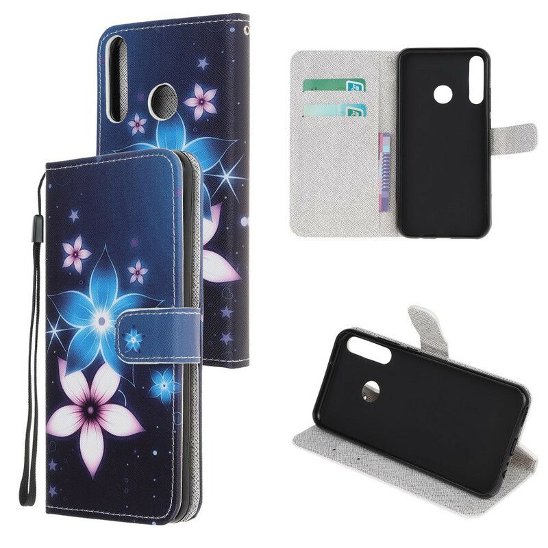 Folio Deksel Til Huawei P40 Lite E / Huawei Y7p Med Kjede Lunar Strap Flowers