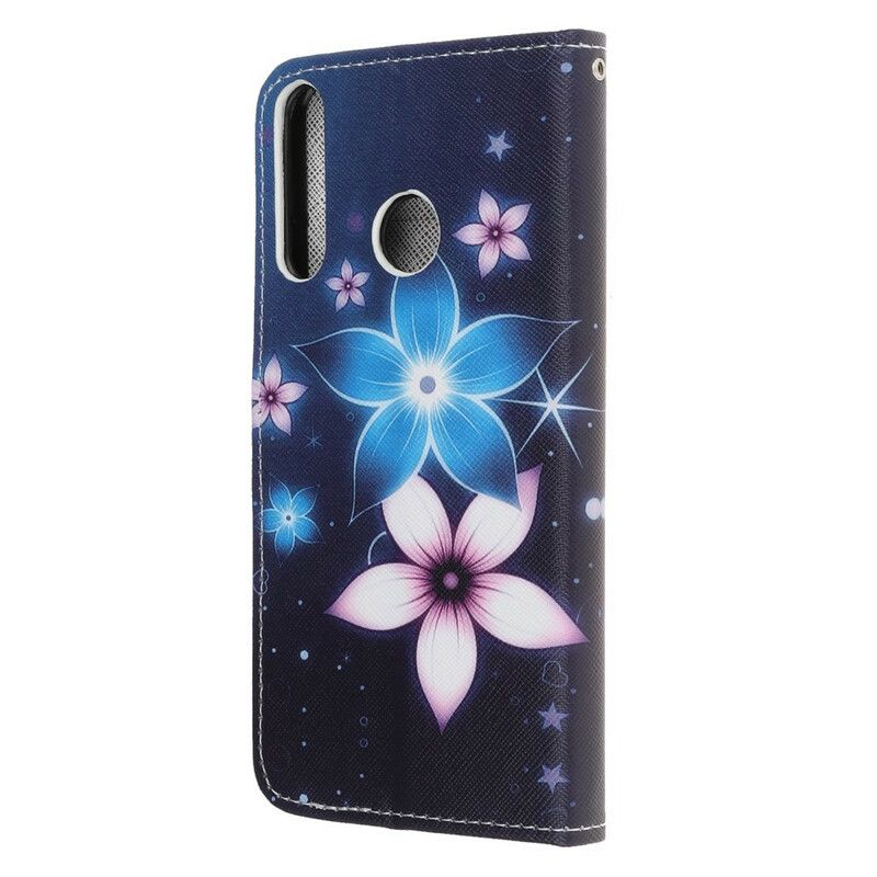 Folio Deksel Til Huawei P40 Lite E / Huawei Y7p Med Kjede Lunar Strap Flowers