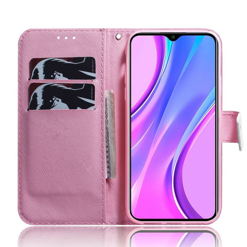 Folio Deksel Til Xiaomi Redmi 9 Gammel Roseblomst