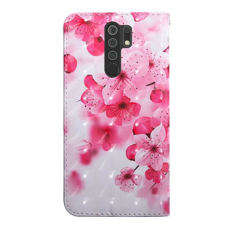 Folio Deksel Til Xiaomi Redmi 9 Rosa Blomster