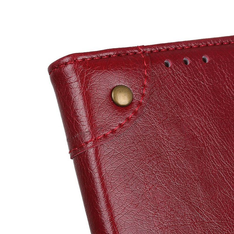 Folio Deksel Til Xiaomi Redmi 9 Vintage Nagler Nappa Skinnstil