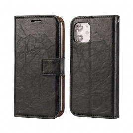 Deksel Folio Deksel Til iPhone 12 Mini Avtakbar Distressed Skinnstil