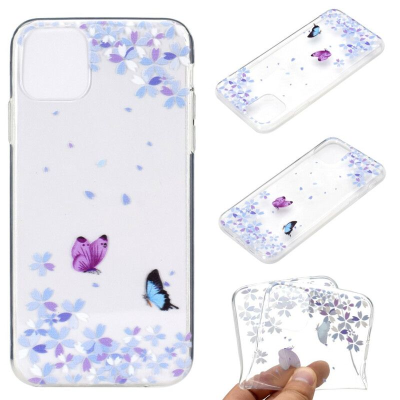 Deksel Til iPhone 12 Mini Transparente Sommerfugler Og Blomster