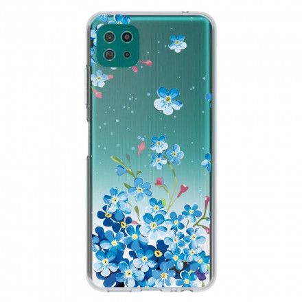 Deksel Til Samsung Galaxy A22 5G Blå Blomster