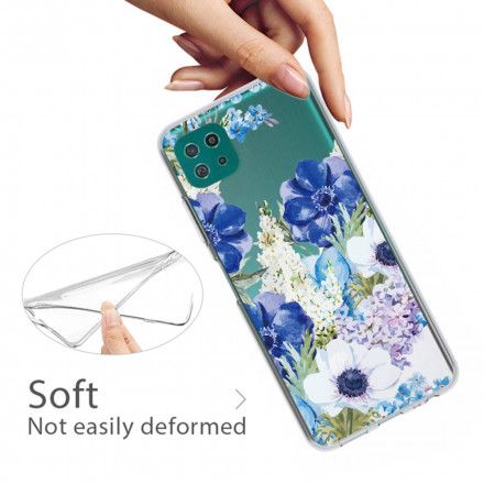 Deksel Til Samsung Galaxy A22 5G Sømløse Akvarell Blå Blomster