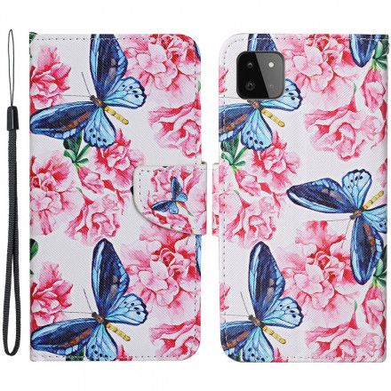 Folio Deksel Til Samsung Galaxy A22 5G Blomstersommerfuglstropp