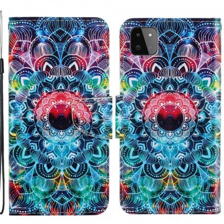 Folio Deksel Til Samsung Galaxy A22 5G Med Kjede Flashy Strappy Mandala