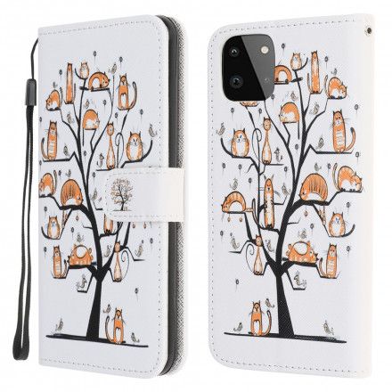 Folio Deksel Til Samsung Galaxy A22 5G Med Kjede Funky Cats Strappy
