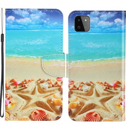 Folio Deksel Til Samsung Galaxy A22 5G Med Kjede Thong Beach