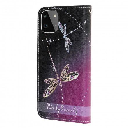 Folio Deksel Til Samsung Galaxy A22 5G Med Kjede Thong Dragonflies